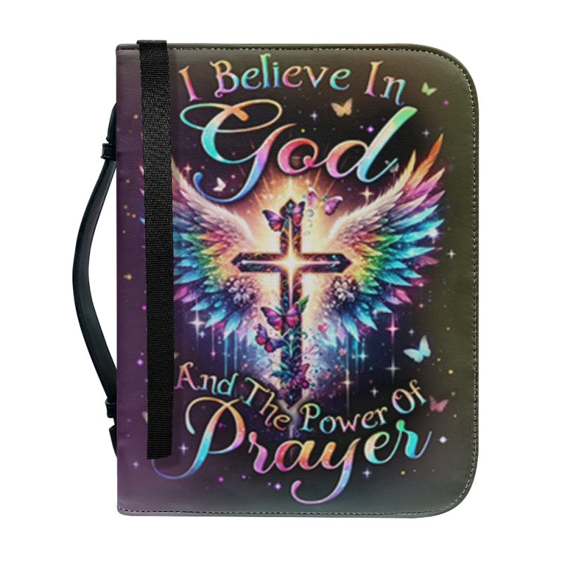 Christianartbag Bible Cover, I Believe In God And The Power Of Prayer Bible Cover, Personalized Bible Cover, Cross Wing Bible Cover, Christian Gifts, CAB05090124. - Christian Art Bag