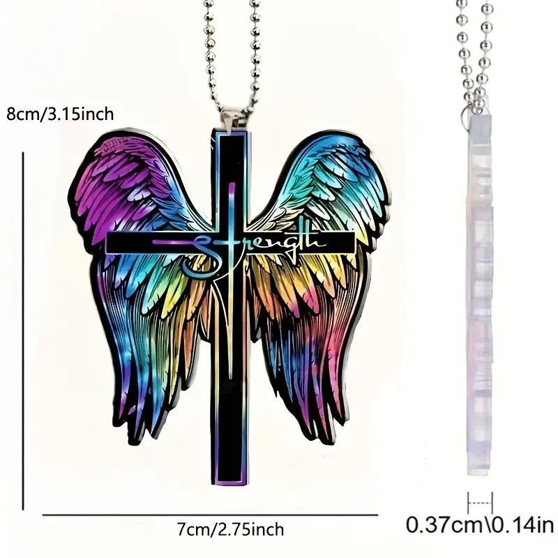 Christianartbag Ornament, Colorful Wings Cross Home Festival Ornament, Christmas Ornament, Christmas Gift, Personalized Ornament, CABOM01250923. - Christian Art Bag