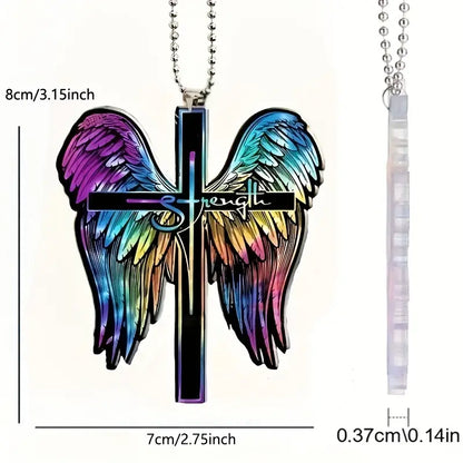 Christianartbag Ornament, Colorful Wings Cross Home Festival Ornament, Christmas Ornament, Christmas Gift, Personalized Ornament, CABOM01250923. - Christian Art Bag