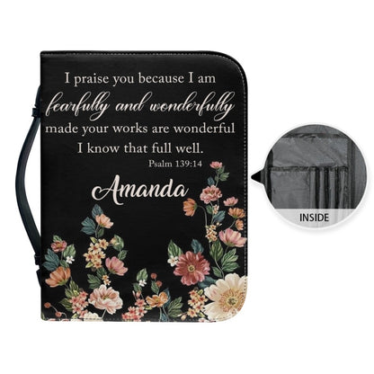 Christianartbag Bible Cover, I Praise You I Am Fearfully and Wonderfully Psalm 139:14 Her Bible Cover, Personalized Bible Cover, Flower Bible Cover, Christian Gifts, CAB02201123. - Christian Art Bag