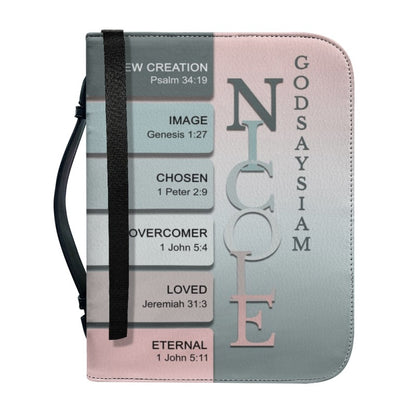 CHRISTIANARTBAG Bible Cover Silver Pink - Uncover the sacred meaning of your name - Personalized Bible Cover, CABBBCV11131124.