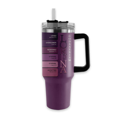 Christianartbag Drinkware, Uncover The Sacred Meaning Of Your Name, Personalized Mug, Purple Tumbler, CABTB01110724.