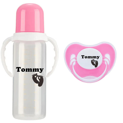 Personalized Baby Bottle & Pacifier Set – BPA-Free | 260ml Standard Neck | Custom Name Gift | CHRISTIANARTBAG