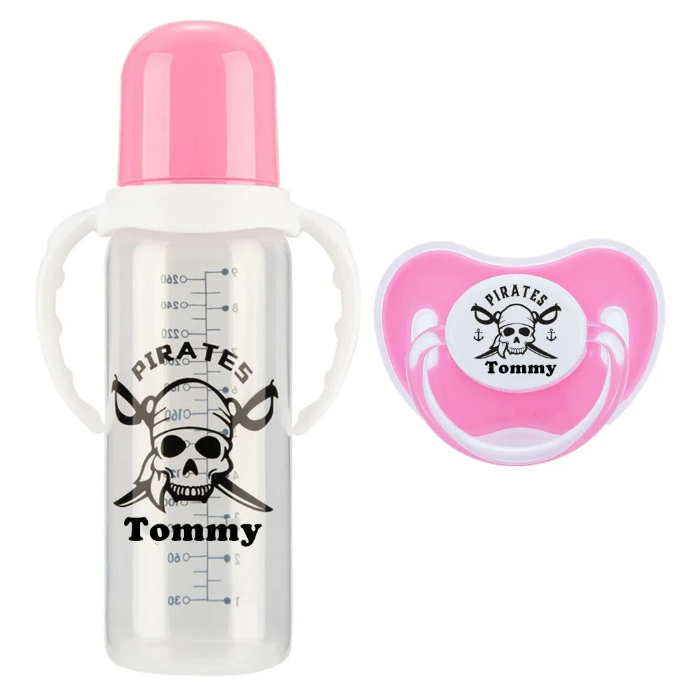 Personalized Baby Bottle – Custom Name Zebra Baby Feeding Bottle & Pacifier Set | BPA-Free | 260ml