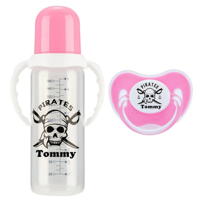 Personalized Baby Bottle – Custom Name Zebra Baby Feeding Bottle & Pacifier Set | BPA-Free | 260ml