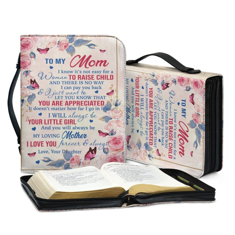 Christianartbag Bible Cover, To My Mom I Love You Butterfly Rose Bible Cover, Personalized Bible Cover, Mom Bible Cover, Mother Days Gifts, CAB07201223. - Christian Art Bag