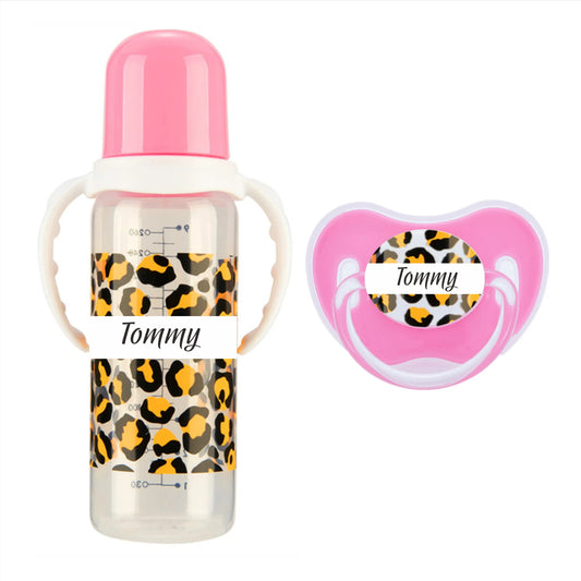 Personalized Baby Bottle – Custom Name Zebra Baby Feeding Bottle & Pacifier Set | BPA-Free | 260ml