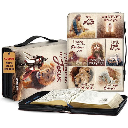 Christianart Bible Cover, 7 Promises Of Jesus, lion and judah, Gifts For Women, Gifts For Men, Christmas Gift. - Christian Art Bag