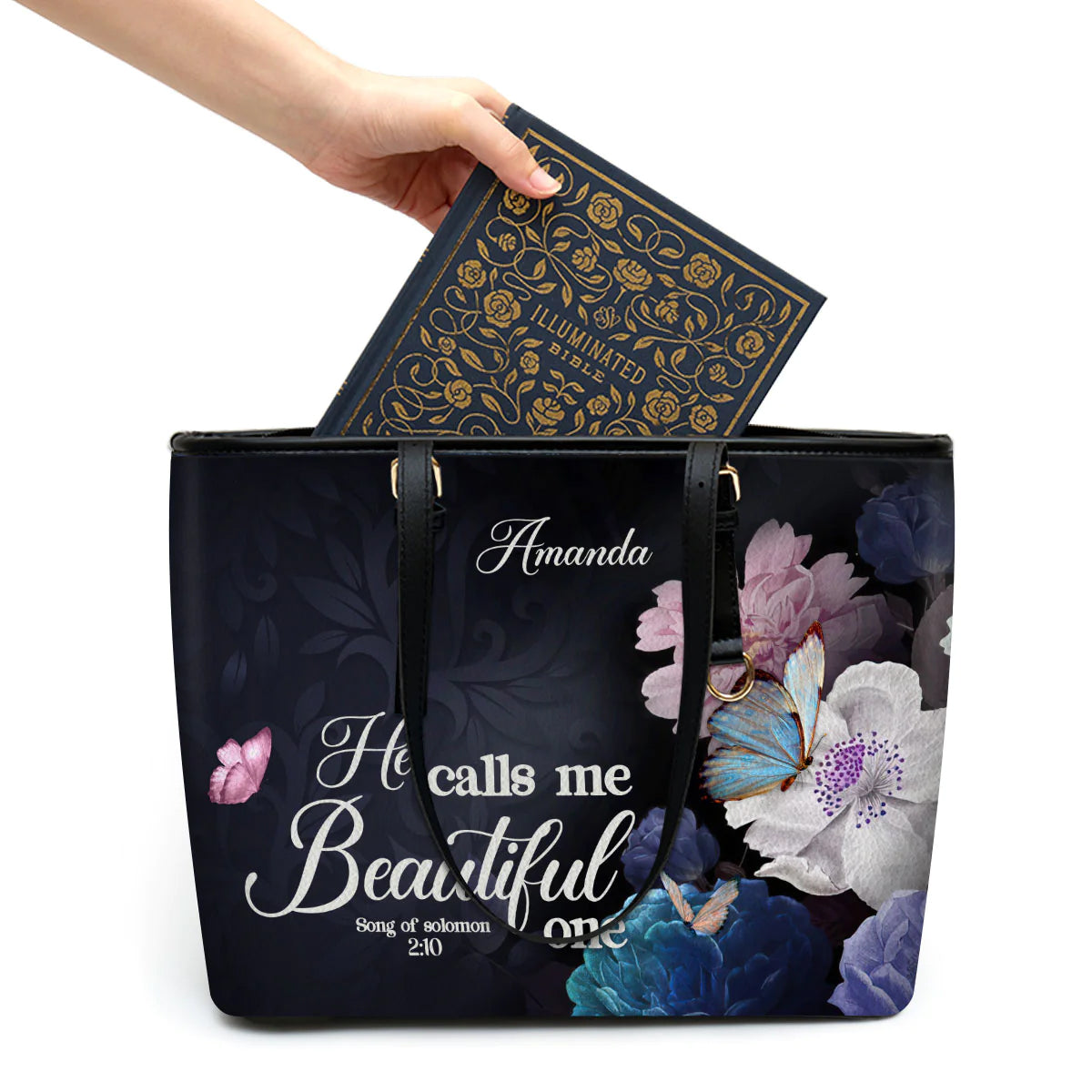 Christianart Handbag, Personalized Hand Bag, Solomon 2:10, He Calls Me Beautiful One, Personalized Gifts, Gifts for Women. - Christian Art Bag