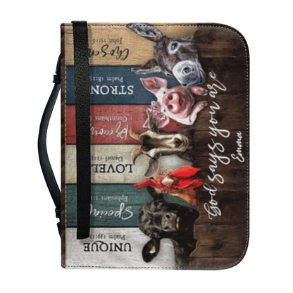 Christianartbag Bible Cover, Personalized Animal-Themed Bible Cover with Encouraging Words - Custom Name Option, CAB06270224.