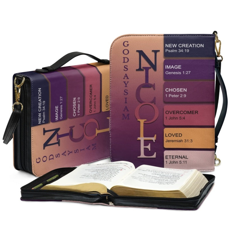 CHRISTIANARTBAG Bible Cover Dark Purple - Uncover the sacred meaning of your name - Personalized Bible Cover, CABBBCV09131124.