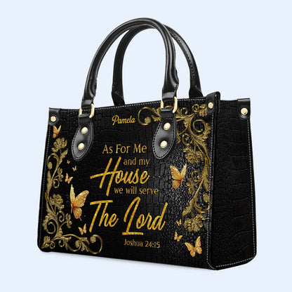 Personalized Leather Handbag – Family Faith – As for me and my house, we will serve the Lord – Joshua 24:15 | CHRISTIANARTBAG