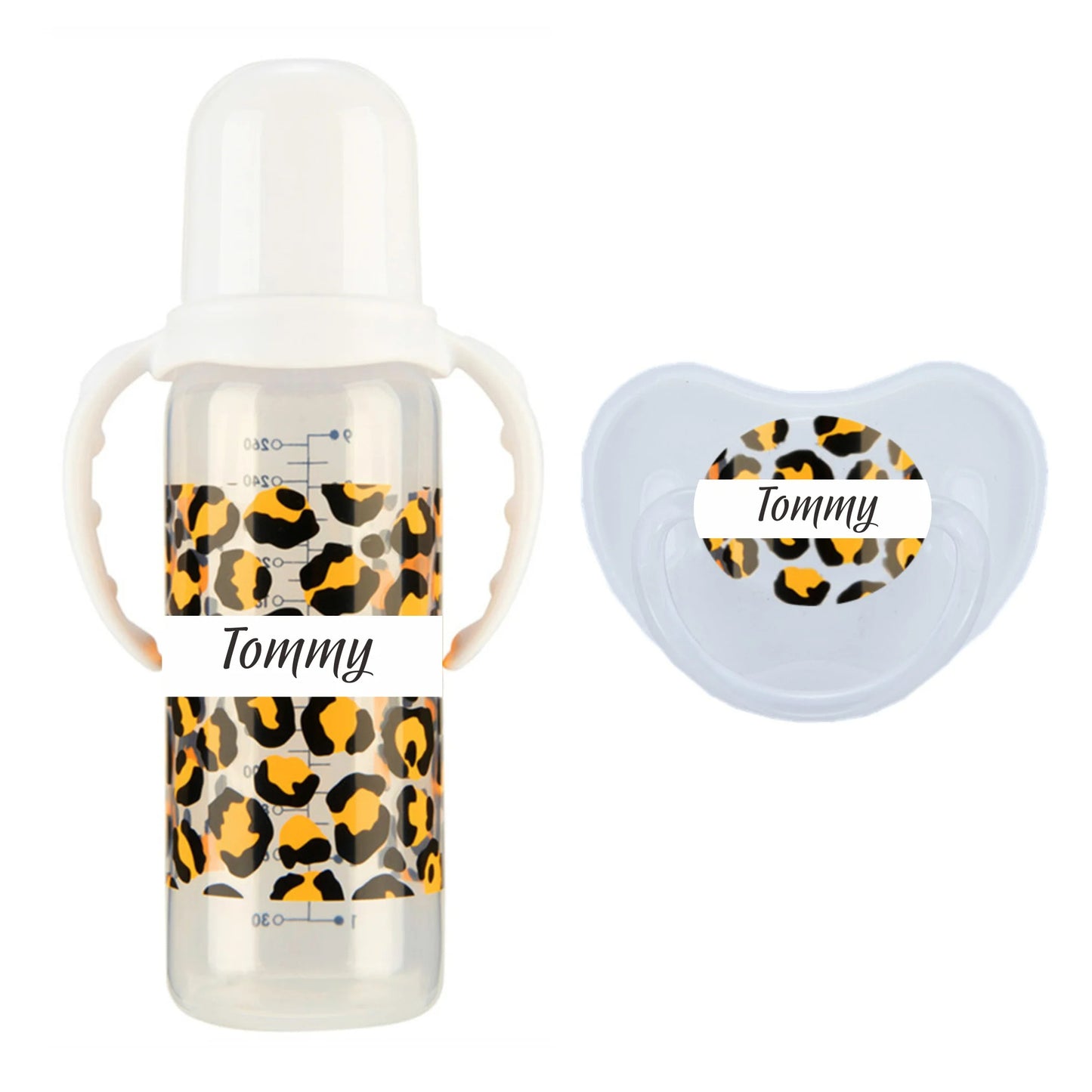 Personalized Baby Bottle – Custom Name Zebra Baby Feeding Bottle & Pacifier Set | BPA-Free | 260ml