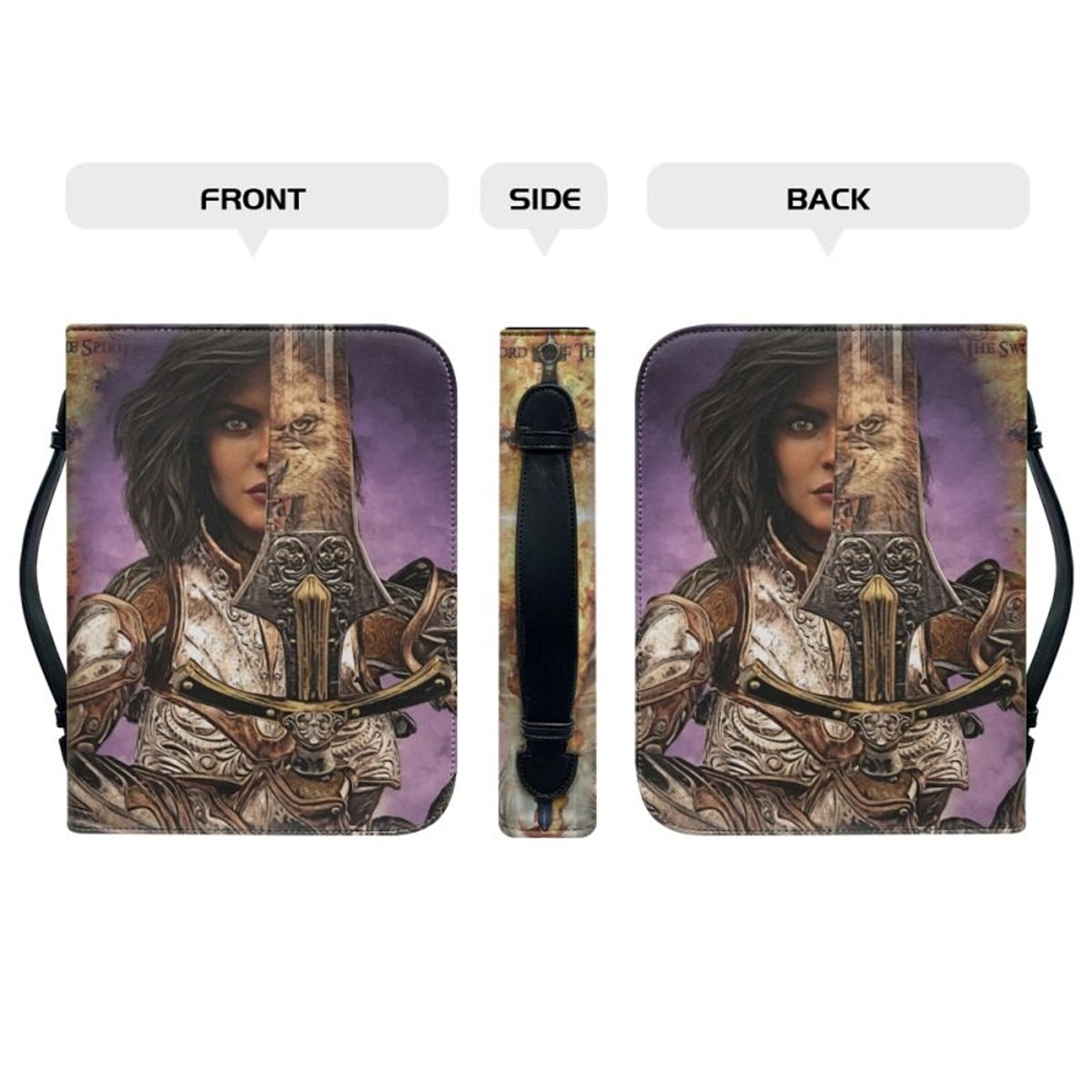 Christianartbag Bible Cover, Female Warrior With Sword With Lion. Bible Cover, Personalized Bible Cover, Gifts For Women, Christmas Gift, CABBBCV02080823. - Christian Art Bag