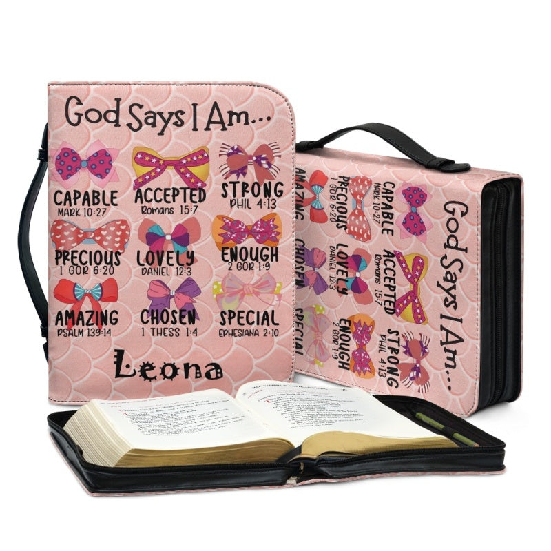 Christianartbag Bible Cover, God Says You Are Bible Cover, Personalized Bible Cover, Cute Pink Bible Cover, Bible Cover For Kids, Christian Gifts, CAB02271123. - Christian Art Bag