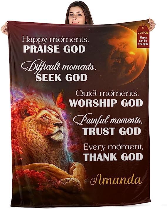 Christianart Blanket, Happy Moments Praise God, Christian Blanket, Bible Verse Blanket, Christmas Gift. - Christian Art Bag