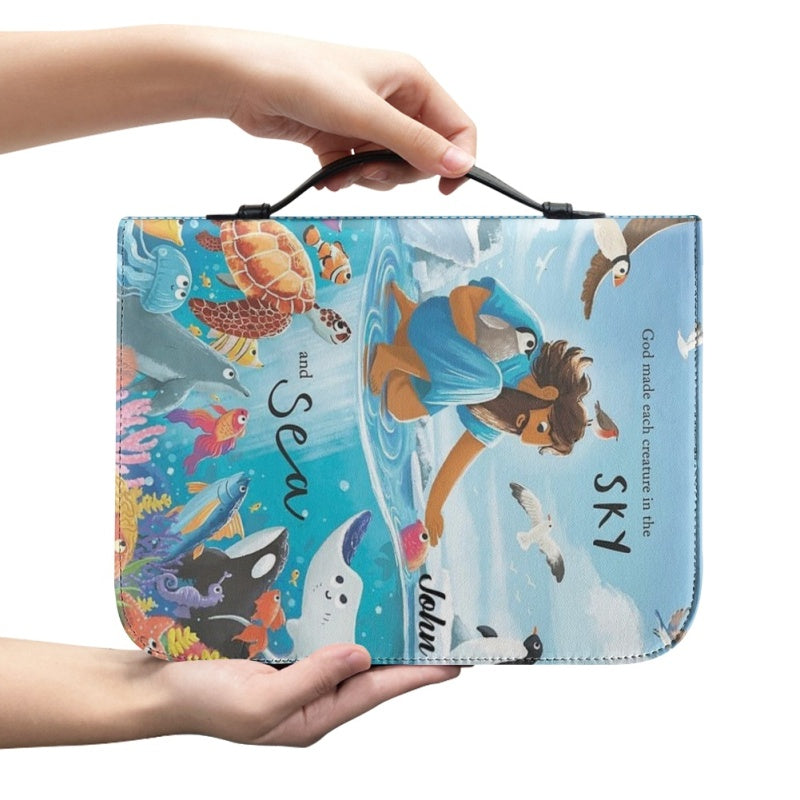 CHRISTIANARTBAG Bible Cover - GOD Made each Creature In The SKY and Sea - Personalized Bible Cover, CABBBCV0214824.