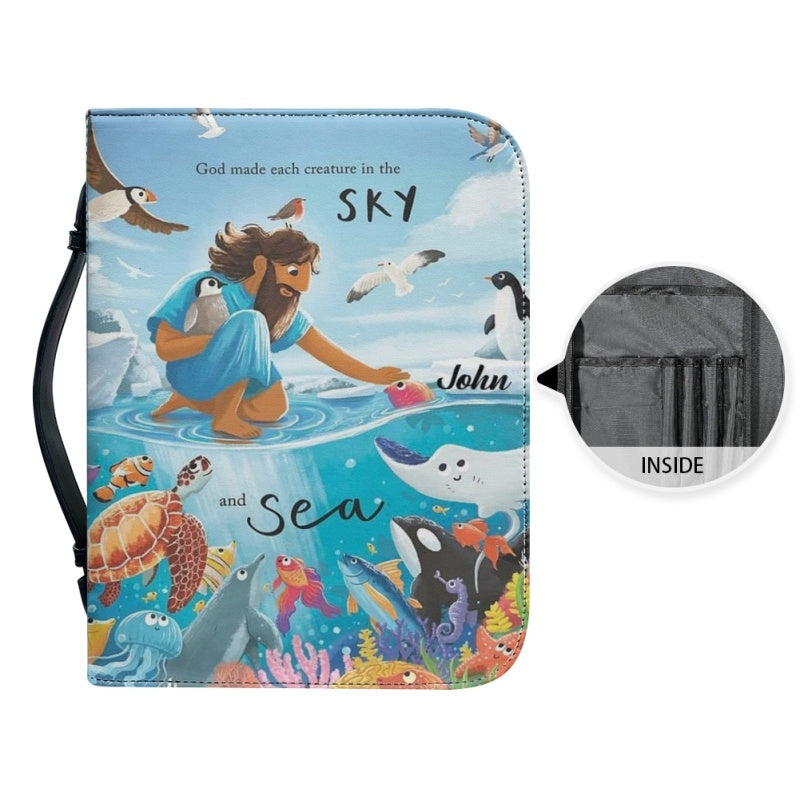 CHRISTIANARTBAG Bible Cover - GOD Made each Creature In The SKY and Sea - Personalized Bible Cover, CABBBCV0214824.