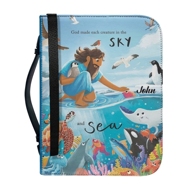 CHRISTIANARTBAG Bible Cover - GOD Made each Creature In The SKY and Sea - Personalized Bible Cover, CABBBCV0214824.