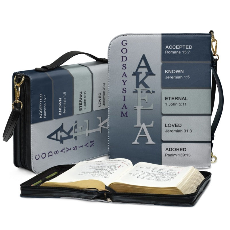 CHRISTIANARTBAG Bible Cover Silver Blue - Uncover the sacred meaning of your name - Personalized Bible Cover, CABBBCV12131124.