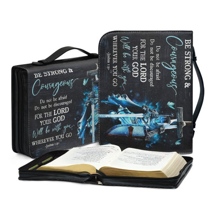 Christianartbag Bible Cover, Be Strong & Courageous Bible Cover, Personalized Bible Cover, Bible Cover For Men, Christian Gifts, CAB03060124. - Christian Art Bag