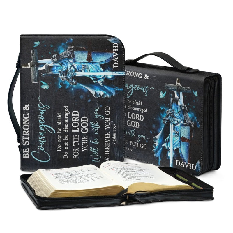 Christianartbag Bible Cover, Be Strong & Courageous Bible Cover, Personalized Bible Cover, Bible Cover For Men, Christian Gifts, CAB03060124. - Christian Art Bag