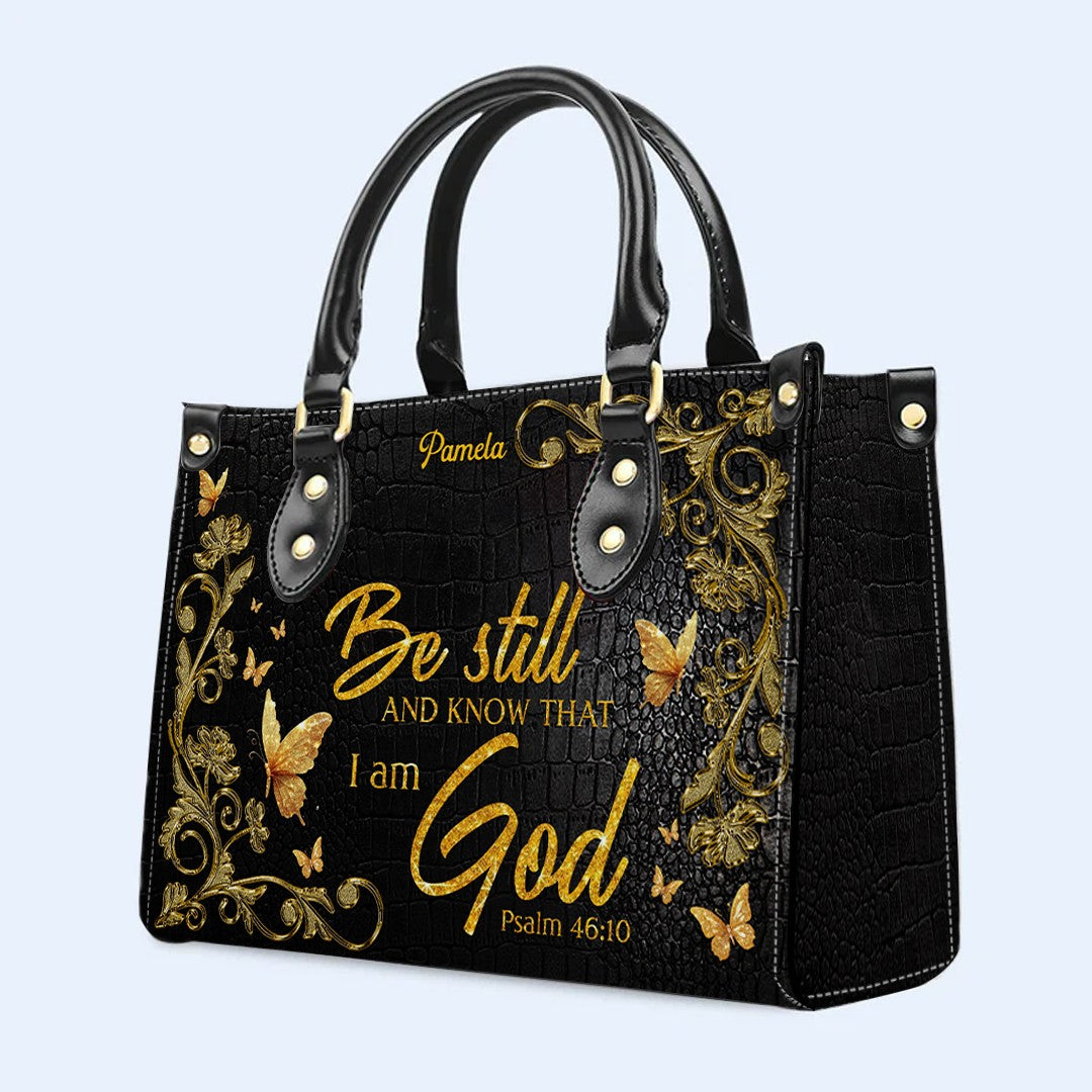 Personalized Leather Handbag – Rediscovering Self – Be still and know that I am God – Psalm 46:10 | CHRISTIANARTBAG