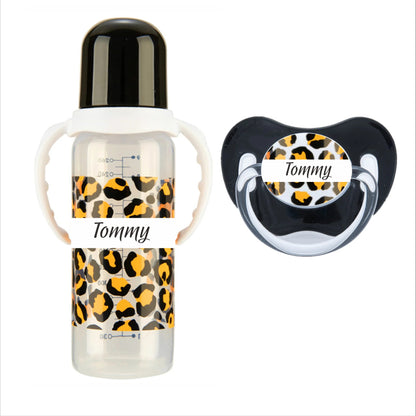 Personalized Baby Bottle – Custom Name Zebra Baby Feeding Bottle & Pacifier Set | BPA-Free | 260ml