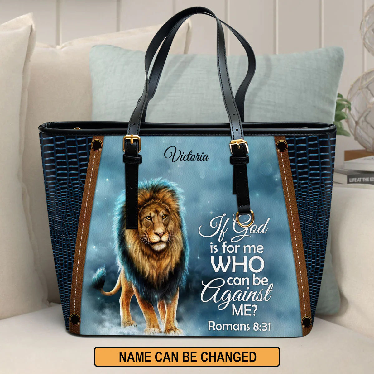 Christianart Designer Handbags, If God Is For Me Who Can Be Against Me Romans 8:31, Personalized Gifts, Gifts for Women. - Christian Art Bag