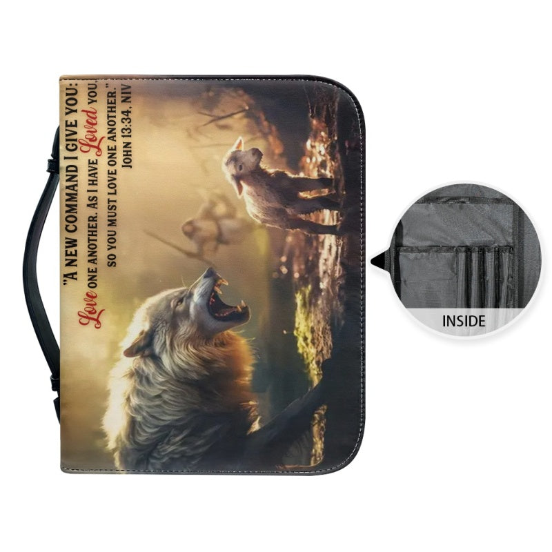 Christianartbag Bible Cover, Jesus Saves Sheep From Wolves Bible Cover, Personalized Bible Cover, Jesus Bible Cover, Christian Gifts, CAB05060124. - Christian Art Bag