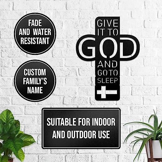 Christianartbag Metal Signs, Give It To God And Go To Sleep, Christian Wall Art With Religious Scripture, Appreciation Gifts For Family - Christian Art Bag