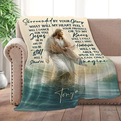 Christianart Blanket, Surrounded By Your Glory, Christian Blanket, Bible Verse Blanket, Christmas Gift. - Christian Art Bag