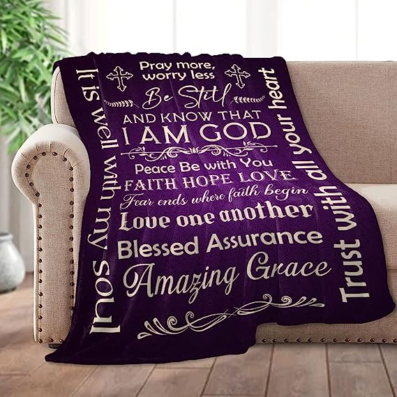 Christianart Blanket, Pray More Worry Less, Christian Blanket, Bible Verse Blanket, Christmas Gift. - Christian Art Bag