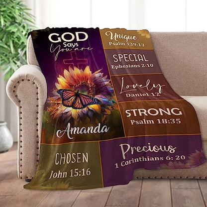 Christianart Blanket, God Says You Are, Christian Blanket, Bible Verse Blanket, Personalized Blanket, Christmas Gift. - Christian Art Bag