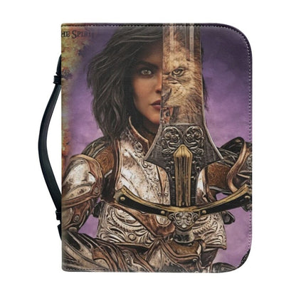 Christianartbag Bible Cover, Female Warrior With Sword With Lion. Bible Cover, Personalized Bible Cover, Gifts For Women, Christmas Gift, CABBBCV02080823. - Christian Art Bag