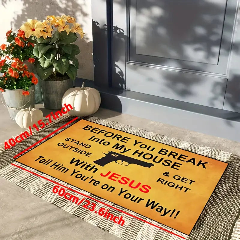 Christianartbag Door Mats, 1pc Funny Coir Doormat, Before You Break Into My House, Stand Outside Front Door Mat Entryway Outdoor Mat With Heavy Duty Front Porch Welcome Mats Entry Natural Coconut Brown Mat, CABDM04170923. - Christian Art Bag