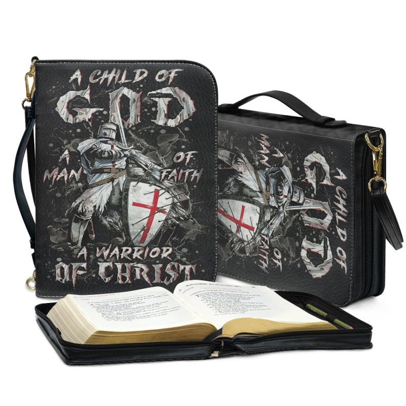 CHRISTIANARTBAG Bible Cover - A Child Of GOD A Man Of Faith A Warrior Of Christ - Armor of God Bible Cover - Personalized Bible Cover, CABBBCV0119924.