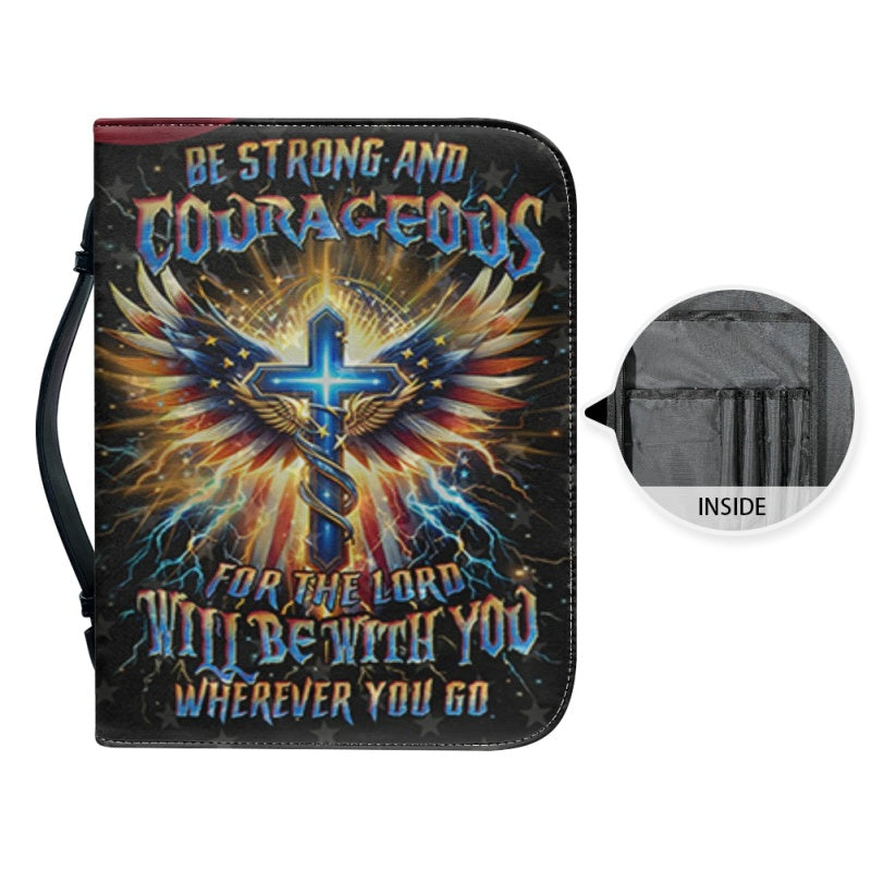 Christianartbag Bible Cover, Be Strong And Courageous Bible Cover, Personalized Bible Cover, Cross Win Bible Cover, Christian Gifts, CAB01090124. - Christian Art Bag