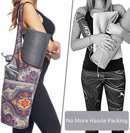 HPSP Yoga Mat Bags, Long Tote with Pockets, Holds More Yoga Accessories, Cute Yoga Mat Holder with Bonus Yoga Mat Strap Elastics, Stylish and Practical Yoga Mat Bags and Carriers for Women - Christian Art Bag