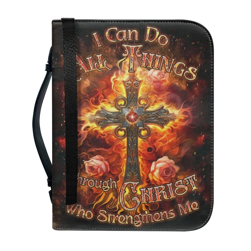 Christianartbag Bible Cover, I Can Do All Things Through Christ Who Strengthens Me Bible Cover, Personalized Bible Cover, Cross Designer Bible Cover, Christian Gifts, CAB01080124. - Christian Art Bag