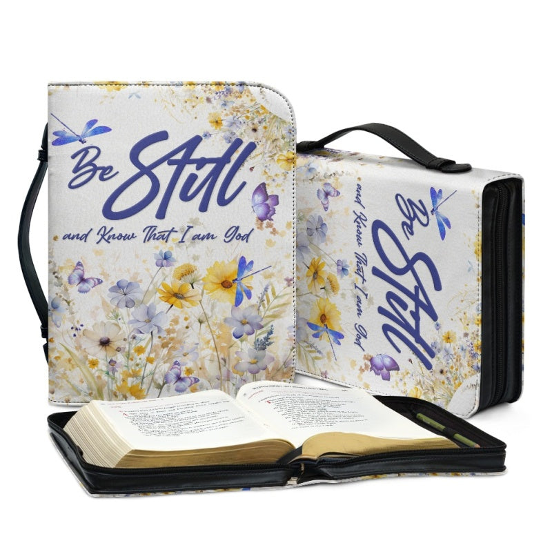 Christianartbag Bible Cover, Be Still and Know That I Am God Bible Cover, Personalized Bible Cover, Flower Bible Cover, Christian Gifts, CAB01271223. - Christian Art Bag