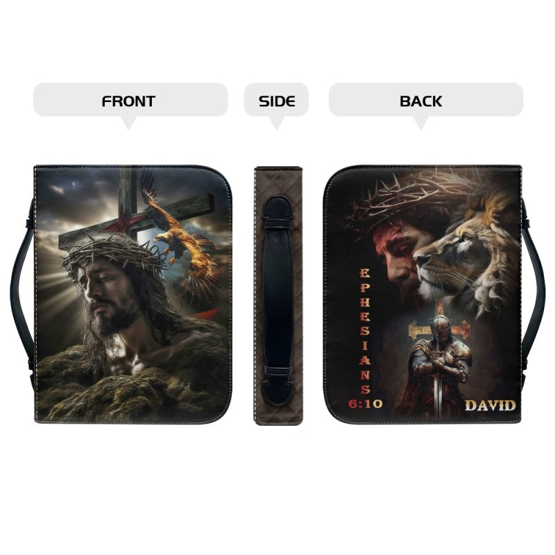 Christianartbag Bible Cover, Warrior Of God Lion Cross Bible Cover, Personalized Bible Cover, Jesus Bible Cover, Christian Gifts, CAB02181223. - Christian Art Bag