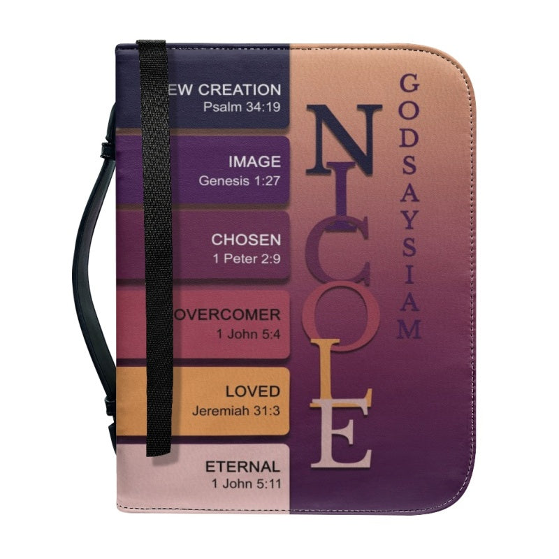 CHRISTIANARTBAG Bible Cover Dark Purple - Uncover the sacred meaning of your name - Personalized Bible Cover, CABBBCV09131124.