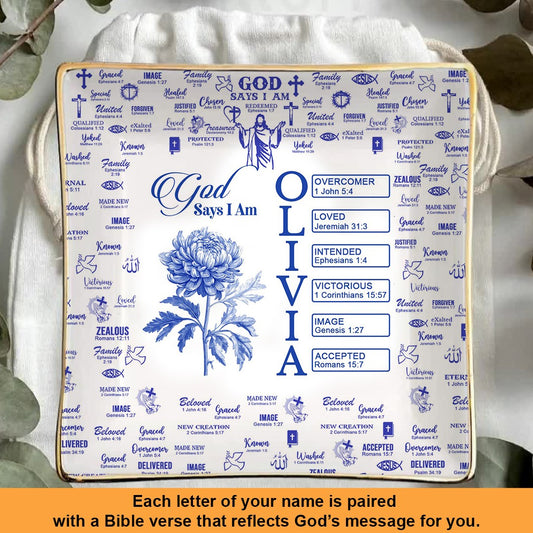 Personalized Jewelry Dish with Bible Verses & Birth Month Flowers – Custom Christian Gift by CHRISTIANARTBAG