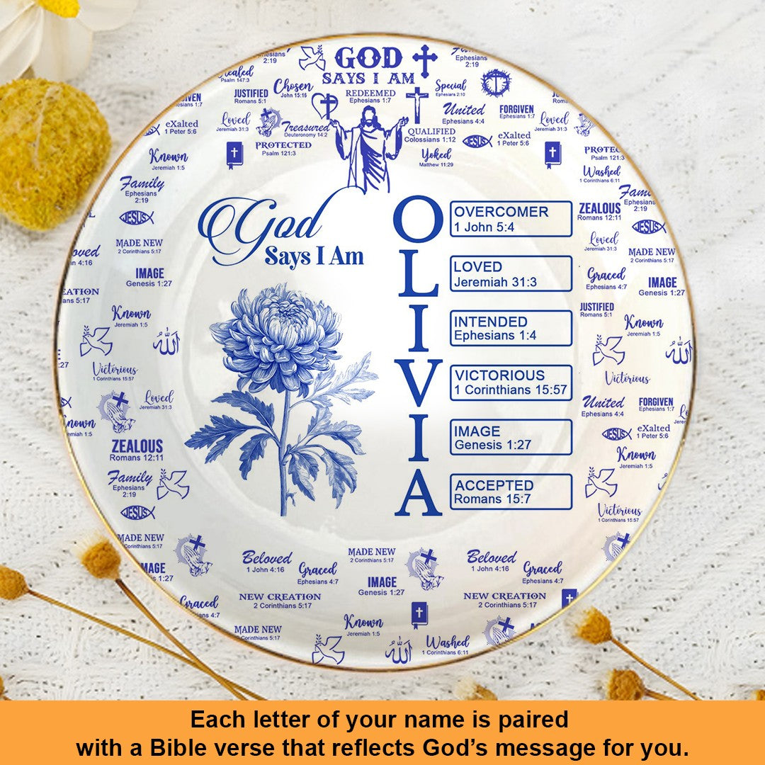 Personalized Jewelry Dish with Bible Verses & Birth Month Flowers – Custom Christian Gift by CHRISTIANARTBAG
