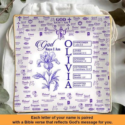 Personalized Jewelry Dish with Bible Verses & Birth Month Flowers – Custom Christian Gift by CHRISTIANARTBAG