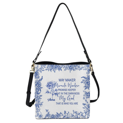 Personalized Christian Bucket Bag – Personalized Bible Verse & Birth Month Flowers – Christian Gift