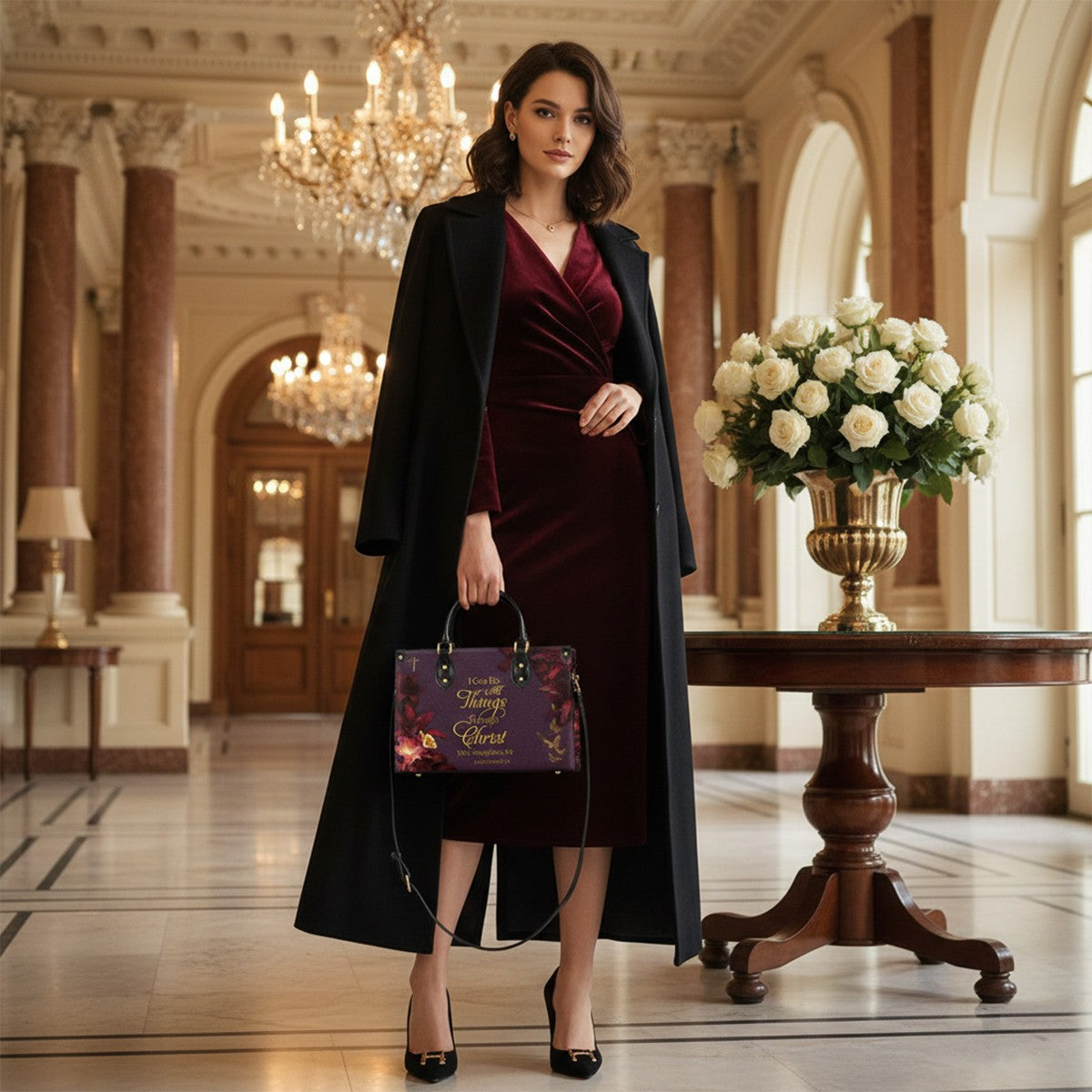 Personalized Christian Leather Handbag with Bible Verse – Custom Name Faith Gift for Women | CHRISTIANARTBAG CAB010126