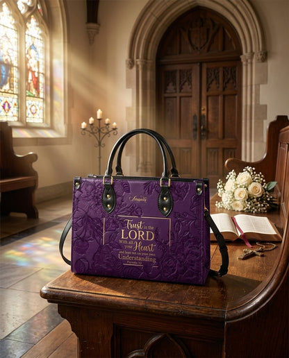 Personalized Bible Verse Leather Handbag - Custom Name Christian Tote Bag | CHRISTIANARTBAG 01080626