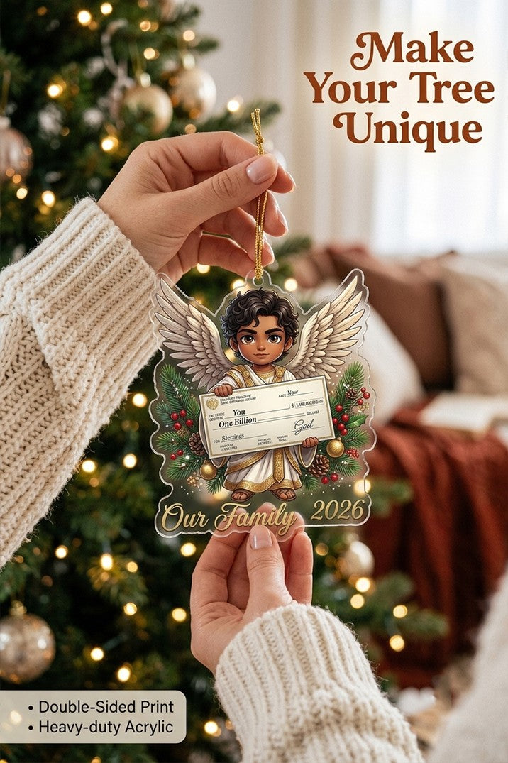 CHRISTIANARTBAG Personalized Angel Acrylic Ornament, Custom Name & Year Faith Christmas Tree Hanging Decor, Religious Holiday Gift CA01100726
